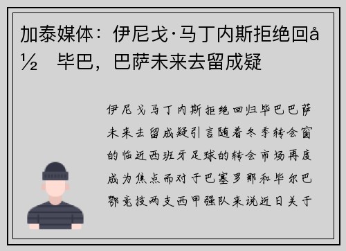加泰媒体：伊尼戈·马丁内斯拒绝回归毕巴，巴萨未来去留成疑