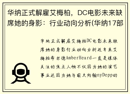 华纳正式解雇艾梅柏，DC电影未来缺席她的身影：行业动向分析(华纳17部电影)